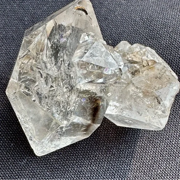 Lg Herkimer diamond twin multiple DT rainbow Rutilated recordkeeper self healing - Picture 12 of 15